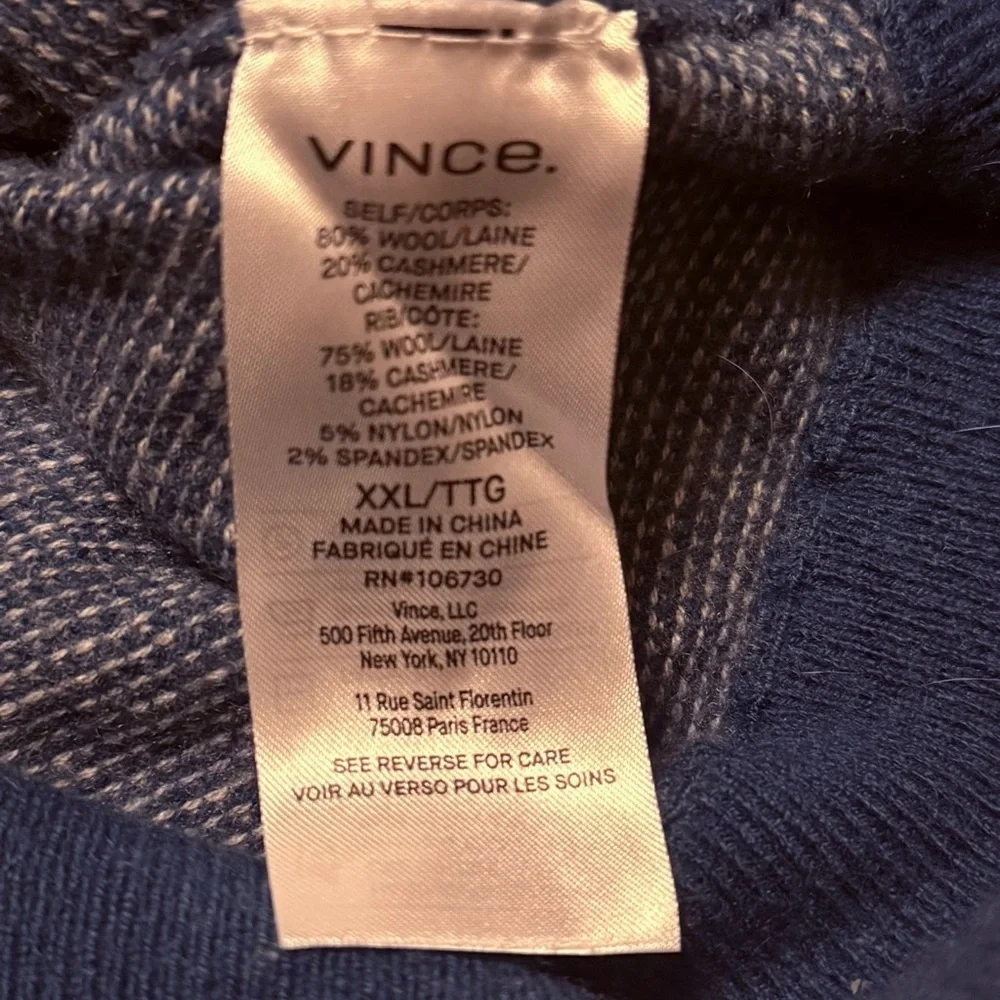 Vince Men's Birdseye Blue Long Sleeve Raglan Wool Cashmere Crewneck Sweater